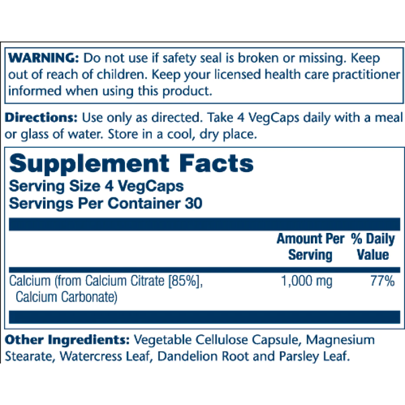 Calcium Citrate 1000mg - 120 vcaps (Без етикетки)
