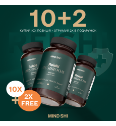 Reishi Mushroom 1000 mg - 60 vegcaps (10+2 в подарунок!)
